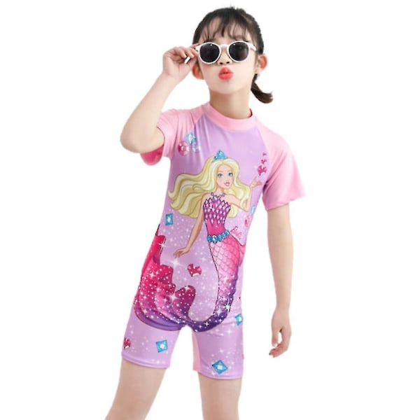 Barn Flickor Simdräkt Sjöjungfru Badkläder Baddräkt One Piece Summer Beachwear 6-7 år