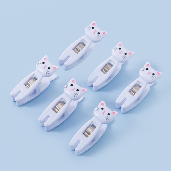 Katte-chipsklips, papirclips, chipmadopbevaringsposeforseglingsclips, plastikchipspose White