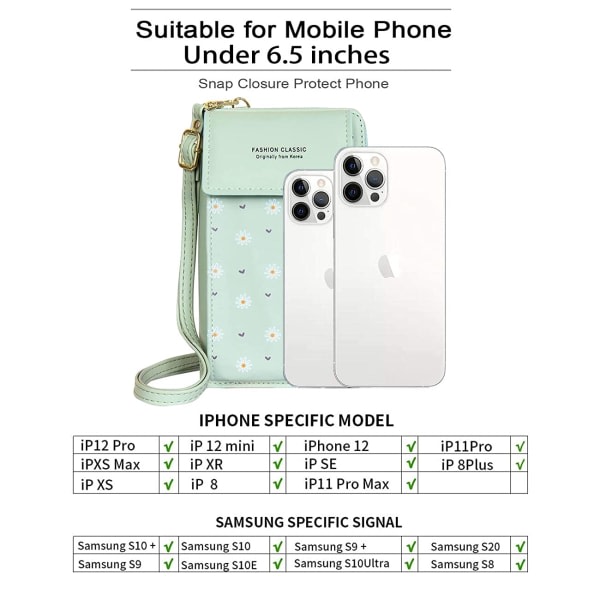 CDQ Mobiltelefonväska for kvinner (grønn)