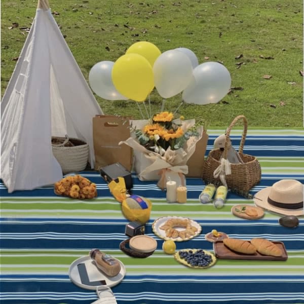 CDQ 145 x 200 cm Picnic Beach Campingfilt Vattentät Sandtät Stor picknickmatta (mörkblå) Tummansininen