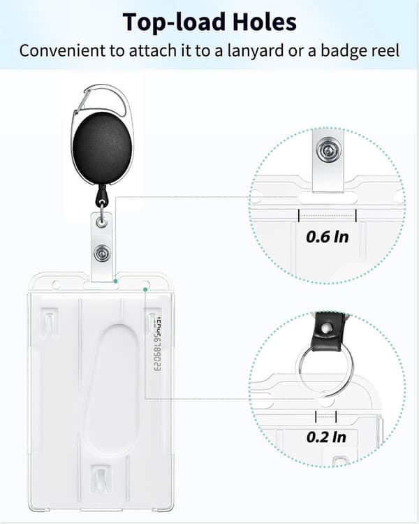 Vertical ID Card Holder - for 2 Cards - with Thumb Slot - Hard Transparent PC - Case - 2 - Pack