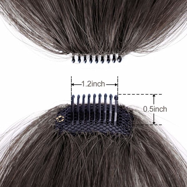Clip in Bangs 100% Human Hair Extensions Medium Brown Clip on Fringe