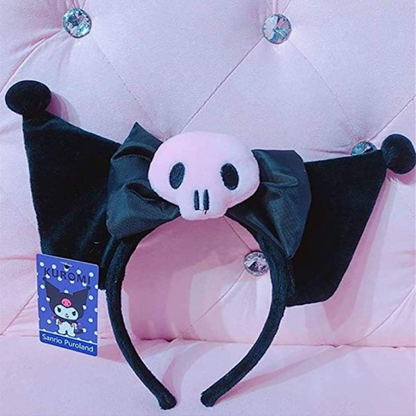 Kuromi hårklip øre pandebånd, plysj pandebånd Anime Cosplay hovedbeklædning tilbehør til piger sort