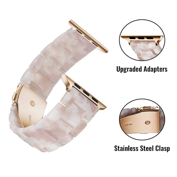 Kompatibelt med Apple Watch armband 38-40mm/42-44mm Serie 5/4/3/2/1, Smalt hartsarmband -42-44mm-rosa blomma