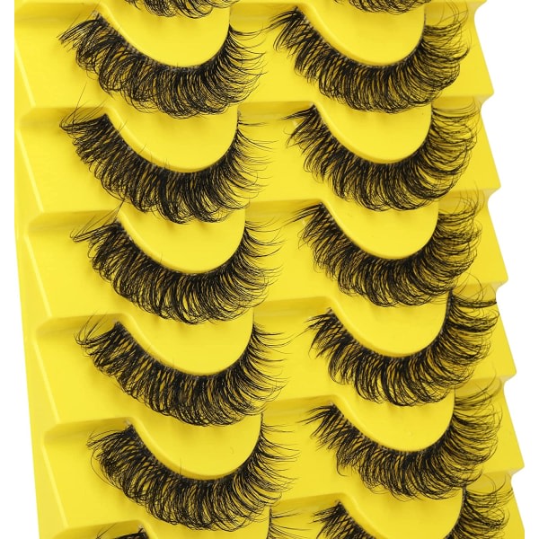 Ryska Strip Lashes D Curl Naturlig Look Faux Mink Fransar