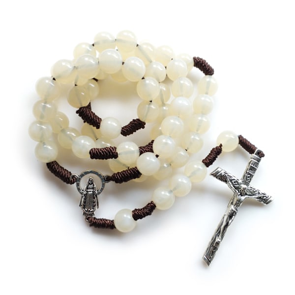 Runt Akrylpärlhalsband Radband Katolsk Religiös Kors Jesus Halsband