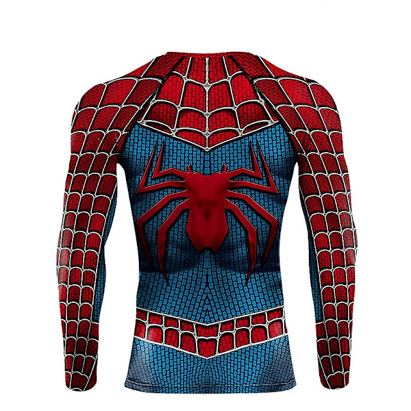 Spider-Man miesten T-paita, tiukka istuvuus, urheiluharjoittelu, pitkähihainen M