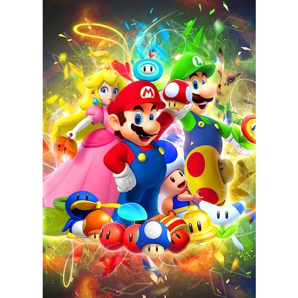 5D diamantmålningssatser for voksne Super Mario til barn - Korstøj til nybörjare - 30,5 x 40,6 cm szq