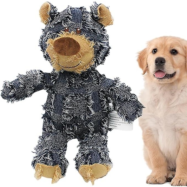 Indestructible Bear, Slitstark Tuggleksak, Andningsbar, Tandborstvänlig, Perfekt för Hundar som Älskar att Tugga - Blue
