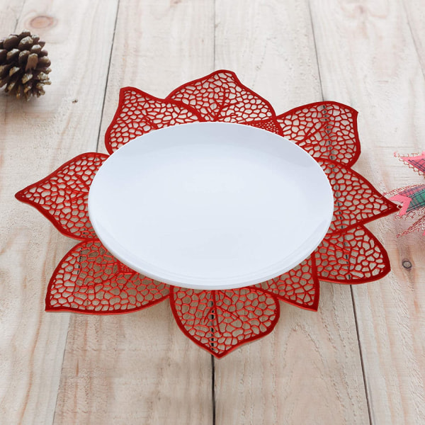 Julstjärna bordsunderlägg Sett med 4 røde 17,5” diameter