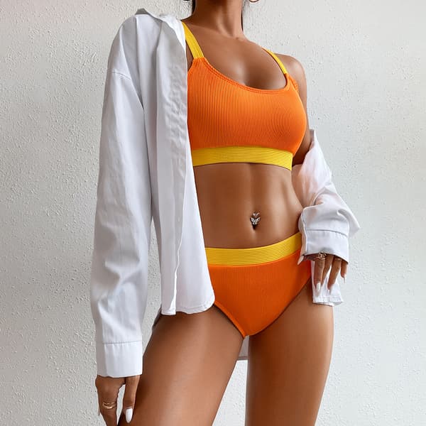 Dam Vadderad Bikini Set Baddräkt Sommar Strandkläder Orange M M Orange