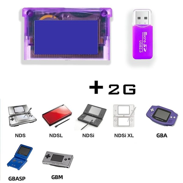 For Gba Gbm Ids Nds-ndsl Sd-flash-kortadapterkassette 2gb Game Backup Device null ingen