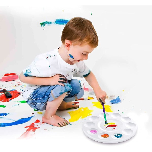 Färgbricka-paletter, Målarpall, Färghållare, Målarpalett, Plastpalett, Målarbricka-paletter for barn å mål eller föda 10stk-hvit