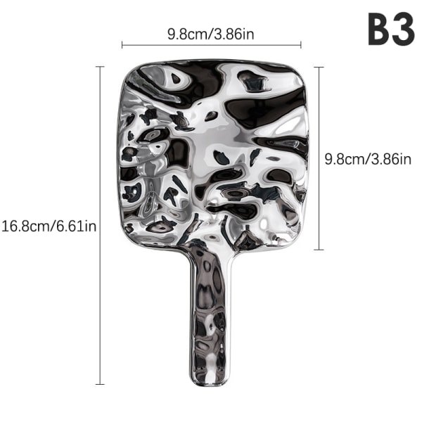 Flytande form fyrkantig spegel Mini handhållen dator kosmetisk spegel Silver B3