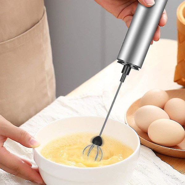Elektrisk melkeskummer med dobbelvisp Eggvisp USB Oppladbar melkeskummer vispskum for kaffe eller latte macchiato zdq