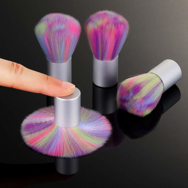 4 pakkausta Nail Art Dust Harjoja Värikkäitä Nail Powder Remover Harjoja Kannettava Nail Brush Cleaner Blush Powder Harjoja Kynsien Meikki Tarvikkeet