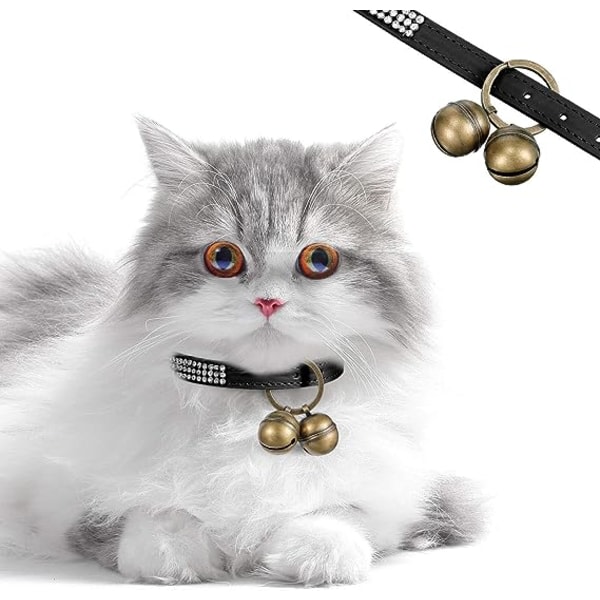 CDQ 2st katt- og hundhalsband Mässingsklockor Pet Bell henger med nøkkelen