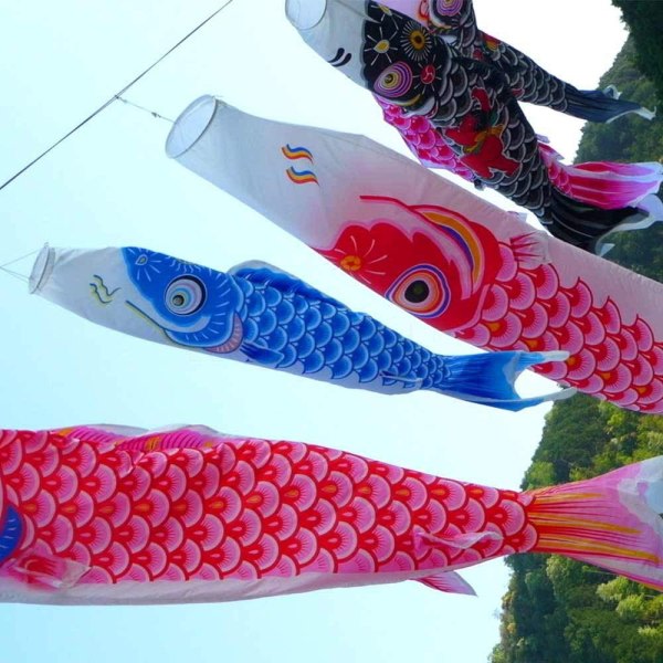 5-delad uppsättning karpflagga vindsocka karp färgglada konstpresenter fisk vind streamer hem festdekorationer