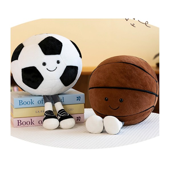 Söt fotboll, basketboll, volleyboll kudde, docka, mjuk sportkudde, rolig plyschsportdocka, present, rumsdekoration 18cm black eight