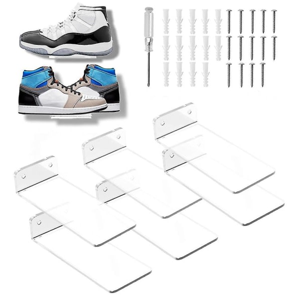6-pack flytande skodisplay, hyllor Väggfäste Leviterande skodisplaystativ för sneaker Collectio
