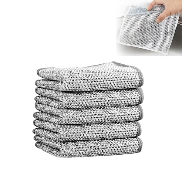 10-pack repfria disktrasor i nylon, återanvändbara skrubbdukar för köksredskap, grå