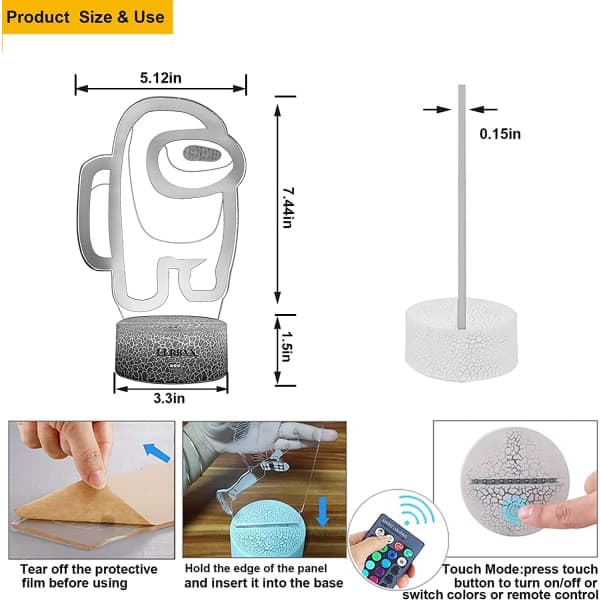 3D-lampe Nattlys Among Us Leke for gutter Barn Julegaver