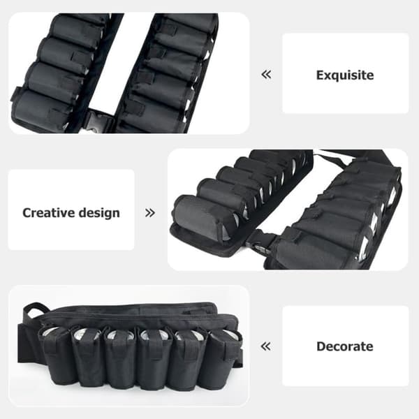 Ølvest Drikkeholder, 12-Lommers Justerbart Lærredsdesign Til Festivaler, Camping Og Polterabender, Sort