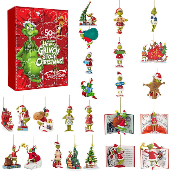 2023 Grinch Julekalender - 24 gaver med søde figurer Style 2