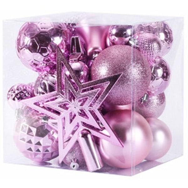 Juledekorasjonspakke med 45 knusebestandige julepynt for jule- og festdekorasjoner (rosa)