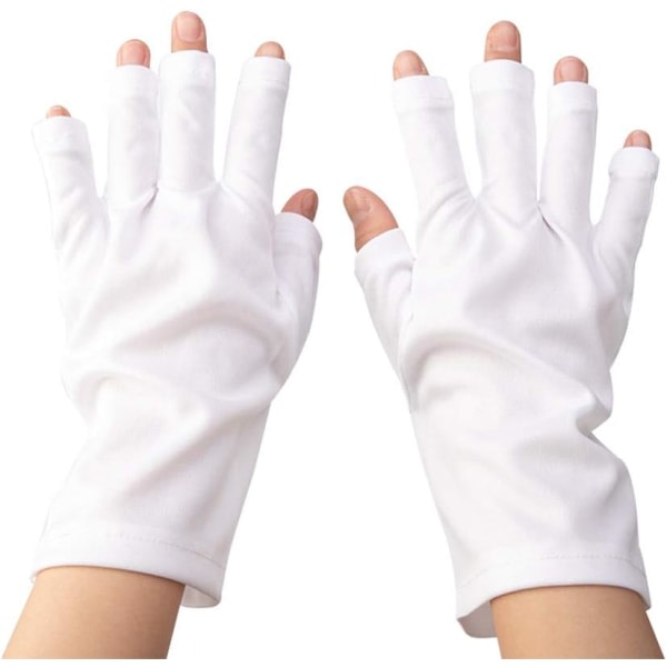 CDQ UV-beskyttelseshandsker til naglar Gel manikyr kort handskar (vita) 1 par hvid