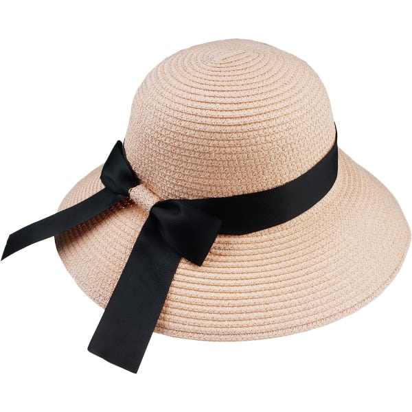 CDQ Womens Summer Beach Sun Straw Hat UV UPF50 Resa Vikbar uppfödd