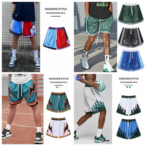 2023 Sommar Mesh Andningsbara Basketshorts Sportshorts Blå L zdq