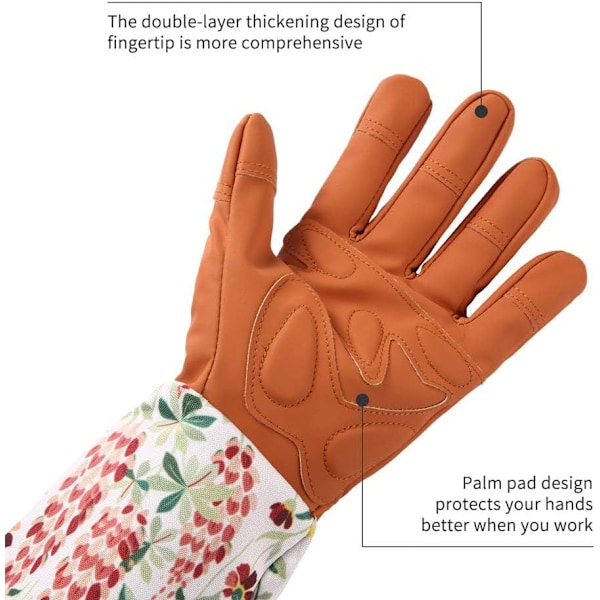 Læderhavehandsker til kvinder, ekstra lange professionelle handsker til rosenbeskæring, havehandsker til mor og bedstemor (røde)