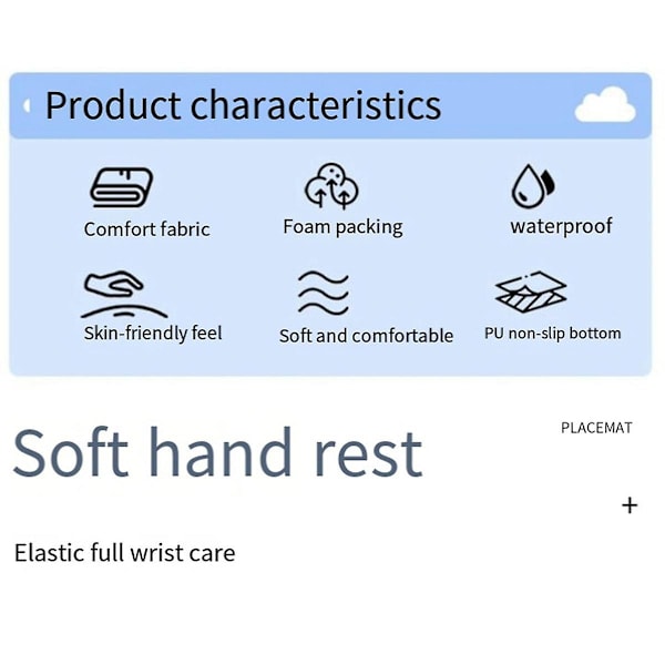 Molnformat tangentbord handledsstödskudde, handledsstöd för mus i läder, ergonomiskt för bärbar dator, kontor, mus