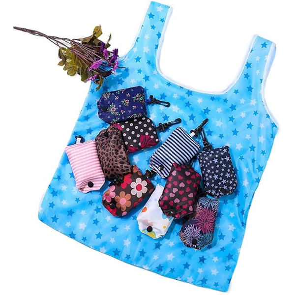Pieces Foldbare Tasker - 190T Polyester - 26g Hver - Foldes Sammen i Taske (Tilfældig Farve)