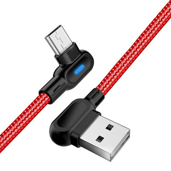 Vinklad 90 graders laddarkabel USB a till USB c / iPhone Lightning röd röd (TYPE-C) 1 meter