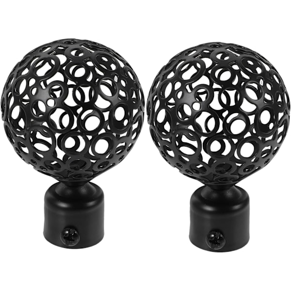 2 stk gardinstangstopper svarte gardinstanghoder dekorative vindusgardinstangender metallgardinstangstangstopper ender 22 mm Black