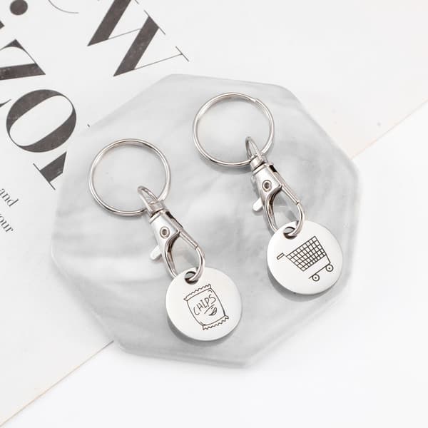 Indkøbsvogn Token Nøglering Rustfrit Stål Universal Pasform til Indkøb Sølv 7,3 x 2,5 x 0,5 cm