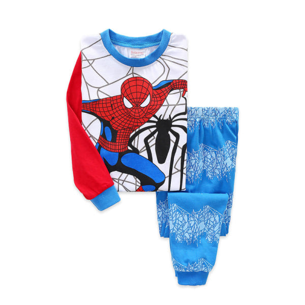 2 stk sett Spider-Man Pyjamas Barn Super Soft T-skjorte Bukser A 130CM