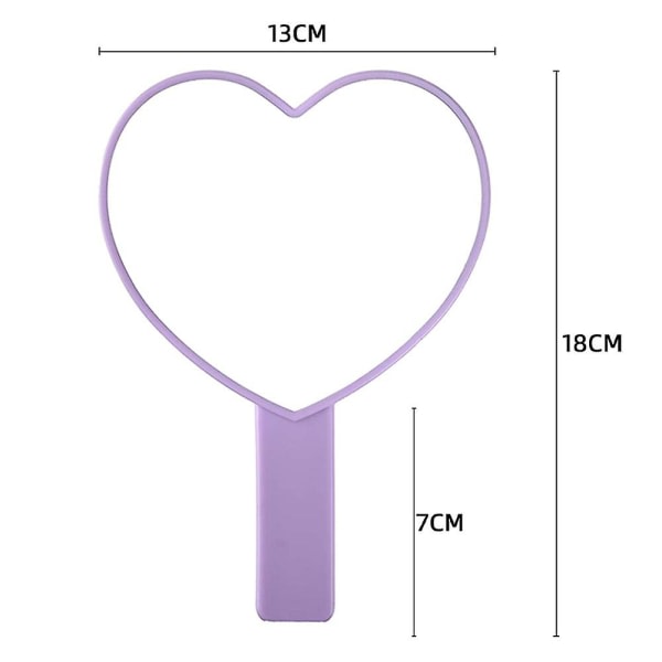 Hjerteformet reisespeil, kosmetisk håndspeil med håndtak