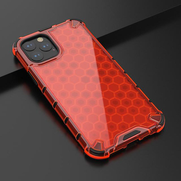 Stötsäkert Iphone-deksel med krockkudde Honeycomb Design - Gjennomsiktig deksel for 11-14 Pro Red for iphone xs max