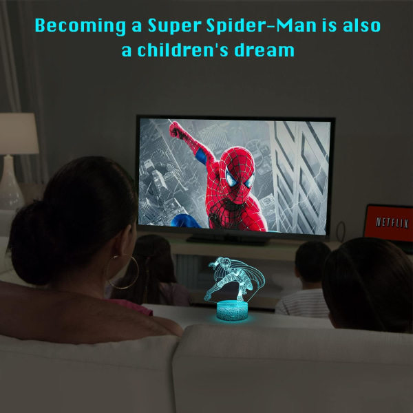 Spiderman-lampa Pojkpresent 3D Illusionslampa för barn, med R