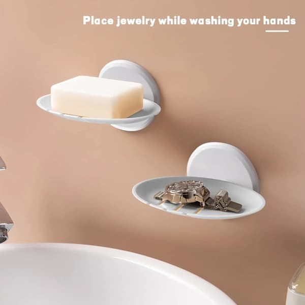 1 Soap Dish, Self-Draining Soap Holder, No Drilling Required, with Drainage, Suitable for Bathroom and Kitchen, Wall Mounted.