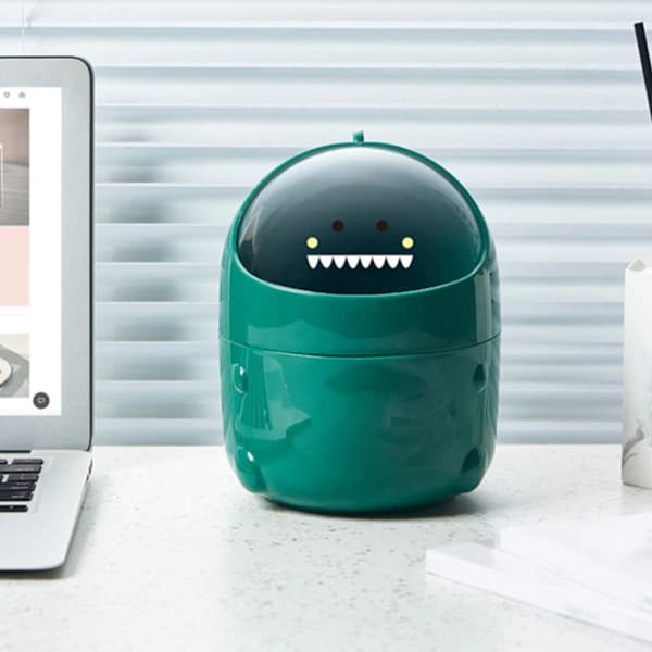 Desktop Trash Can Plastic with Lid Mini Small Cute Shaped for Dining Table Desk Home Office Easy Storage S Green 0.1 0.1