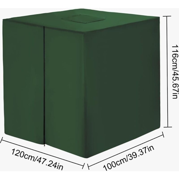 1000L IBC-säiliön suojus, 420D vesisäiliön suojus, UV-suojattu säiliön suojus, IBC-säiliön suojus vetoketjulla, 120 x 100 x 116 cm (vihreä)