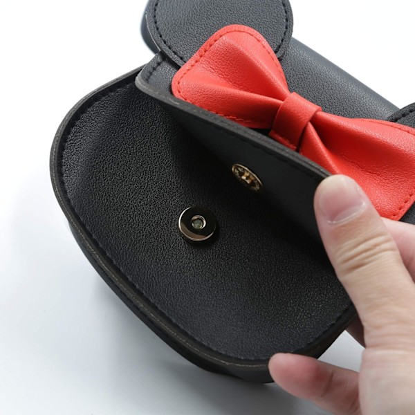 Liten musøre-skulderveske, PU-skulderveske for barn, jenter og småbarn Black