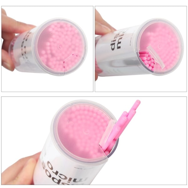 100-Pack Micro Brushes Engangsborstar for øjenfransapplikator D pink