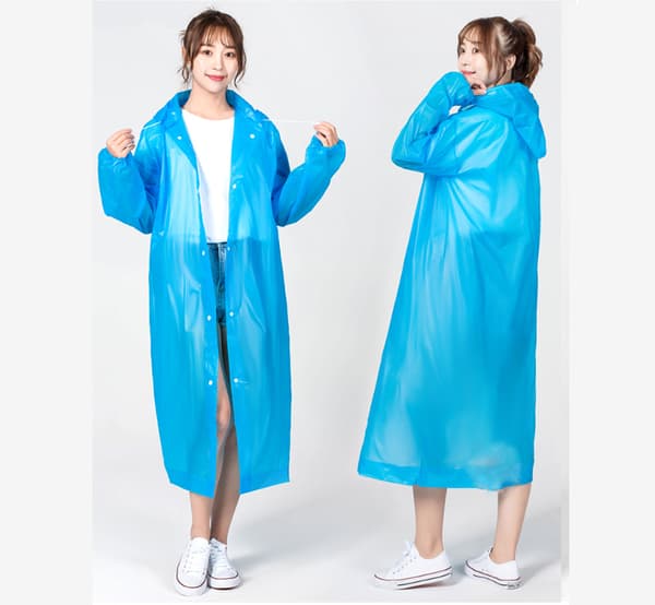 8-pack Regnponcho, Regnjacka Herr, Dam, Vattentät EVA-Regn, Cape Regnjacka Blå Blue