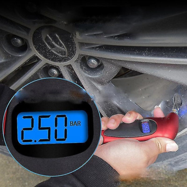 Digital däcktrycksmätare 150 psi 4 inställningar för bil lastbil cykel med bakgrundsbelyst LCD och halkfritt grepp, silver zdq