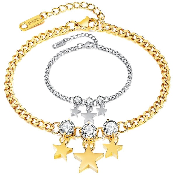 Armband för män - Cuban Link Star Charm Titanium stålarmband för män - WELLNGS